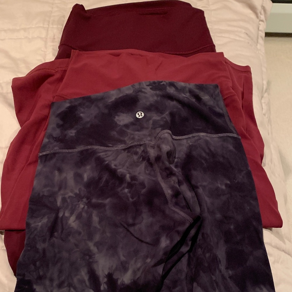 lululemon athletica Maroon and Tie-Dye Cropped Pants